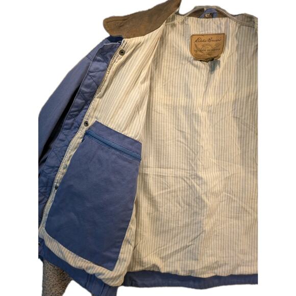 Eddie Bauer Vintage Chore Coat, Barn Jacket Leather Collar Utility Workwear - Picture 6 of 14